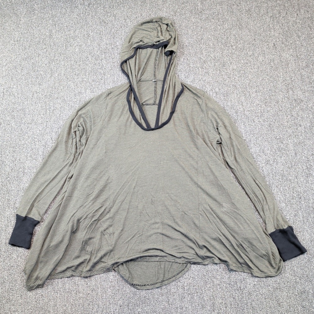 Pete & Greta Johnny Was Boho Hoodie M Green Stripe Modal Flowy Lagenlook Tunic